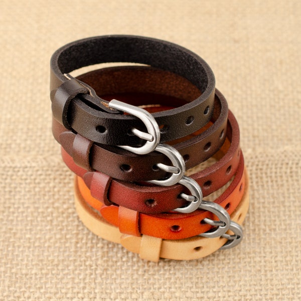 Bracelet en cuir avec boucle noir marron vintage bracelet pour homme en cuir véritable pour femme