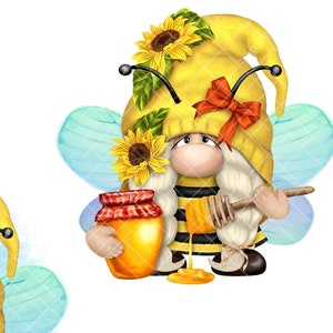Sunflower Bee Gnome PNG Clipart Cute Gonk Honey Ukraine Mug Decal Tumbler Digital Watercolor Graphics Welcome Farm SVG Birthday Mothers Day