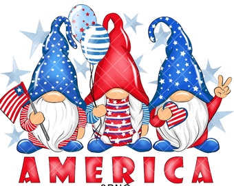 4th July Gnome PNG Clipart Patriotic Gonk Image Sign Independence Day Decal Tumbler Sublimation Digital Watercolor Graphic Waterslide Fourth
