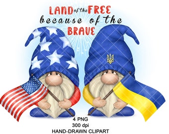 Patriotic Gnome PNG Clipart Ukrainian Gonk Image Sign Independence Day 4th July Decal Tumbler Sublimation USA Watercolor Graphics Waterslide