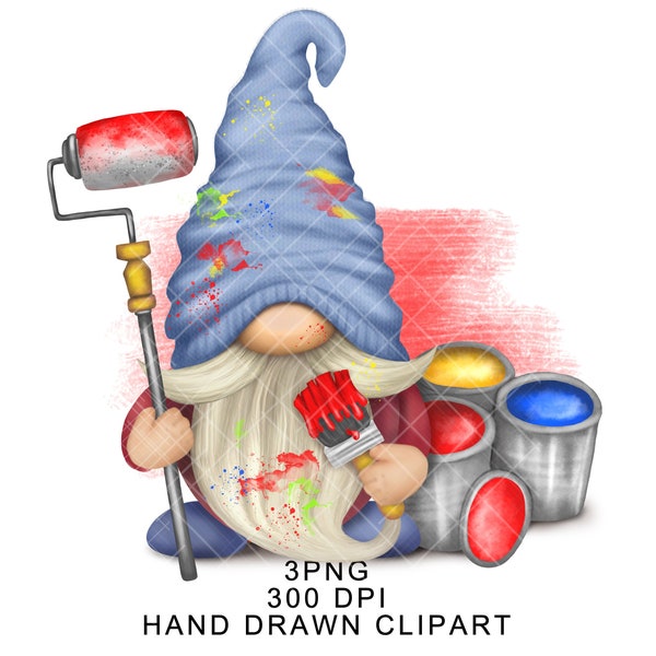 Painter Gnome PNG Clipart Gonk Painting services Tumbler Sublimation Renovation Image Construction Gift Handyman Brush Roller Waterslide