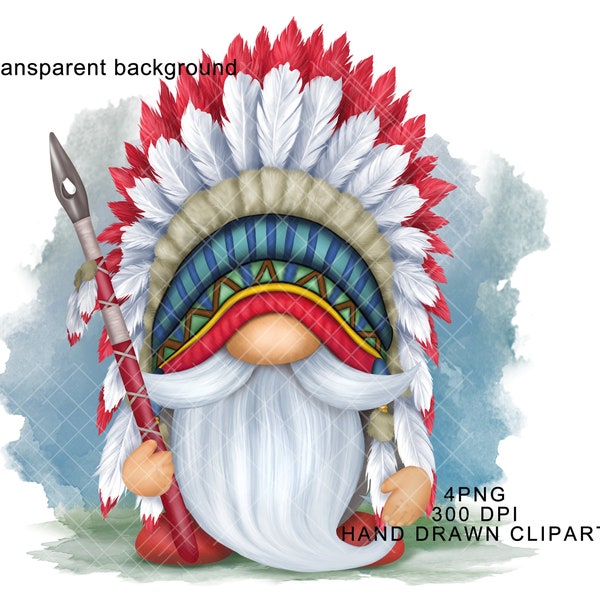 Native American Gnome PNG Indian Headdress Clipart Cute Gonk Western Waterslide Mug  Stickers Decal Tumbler Sublimation Graphics Feathers