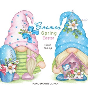 Spring Gnome PNG Easter Clipart Cute Gonk Decal Tumbler Sublimation Digital Download Watercolor Waterslide Bundle Graphics SVG Pink Floral