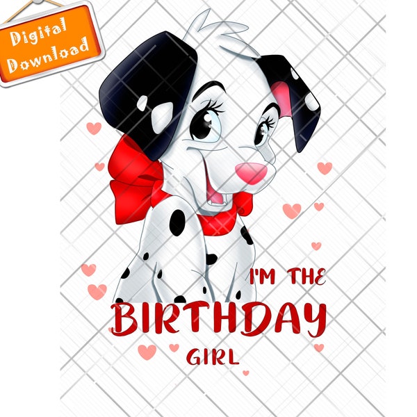 Birthday girl 101 Dalmatians PNG, dalmatian party, Baby Shower, Clipart, First Birthday 1st, Kids, T-shirt Family, Dogs, Animals,Sublimation