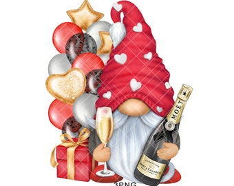Valentine Gnome PNG Clipart Romantic Gonk Cute Love Sublimation Graphics Tumbler Digital Valentines Day Waterslide Heart Decal Digital