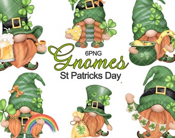 Cute Gonk St Patricks Day Gnomes PNG Clipart Rainbow Beer Shamrock Horseshoe Watercolor Graphics Sublimation Waterslide Tumbler Lucky Mug