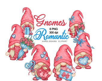 Valentines Gonk Valentine Gnome PNG Romantic Clipart Love Cute Watercolor Graphics Digital Waterslide Heart Decal Sublimation February SVG
