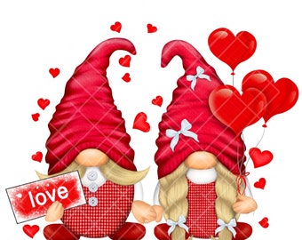 Valentines Day Gnome PNG Gonk Clipart Love Cute Hand Drawn Graphics Digital Valentine Sublimate Waterslide Heart Decal Sublimation Digital