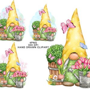 Spring Gnome PNG Girl Garden Clipart Cute Gonk Decal Tumbler Green Sublimation Tulips Download Waterslide Bundle Graphics SVG Pink  Floral