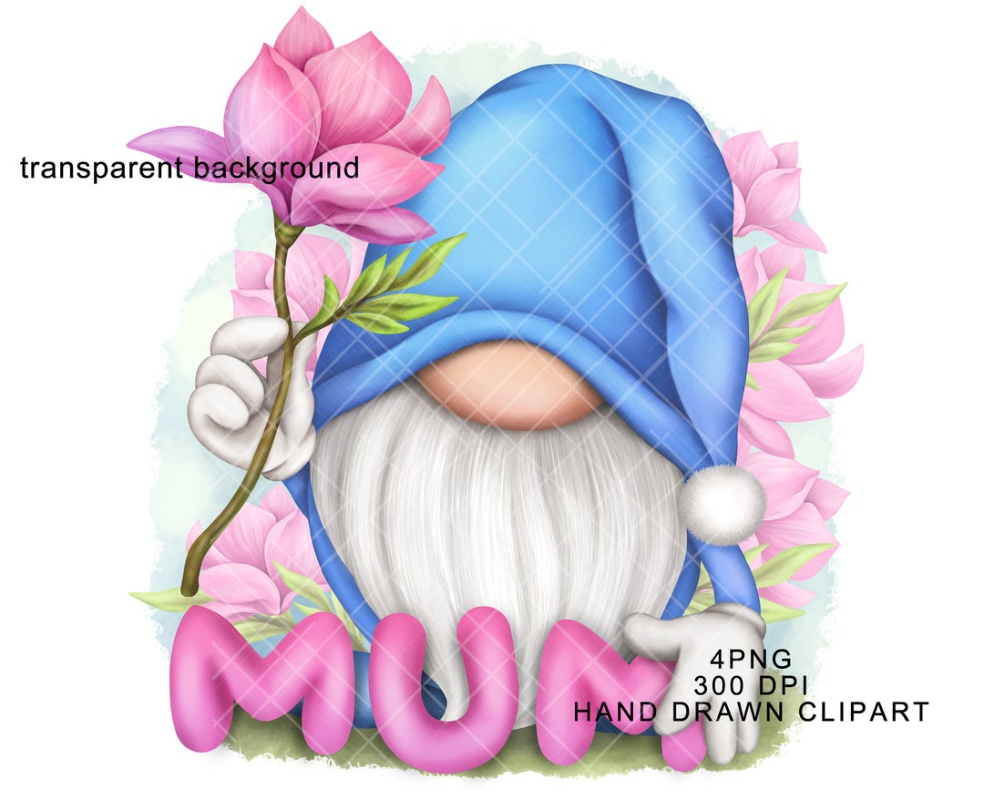 Mum Gnome PNG Clipart Cute Gonk Mothers Day Pink Flowers Image Decal ...