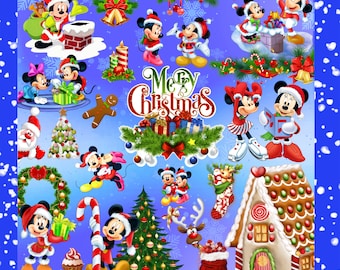 Mouse Christmas PNG Mouse Clipart Element Decoration Ornament Tree Décor Bundle Cartoon Gingerbread man house Baby Nursery Print