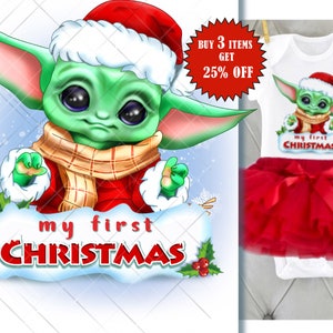 My First Christmas Baby Yoda PNG Shower Digital Cute Clipart Nursery Print Element Sublimate 1st T-shirt Decal Cartoon svg Kids Birthday