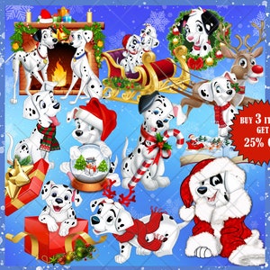 Christmas Dalmation Sublimate Designs / 101 Dalmatian svg PNG Clipart Baby Shower Party Printable Shirt 1st Birthday Nursery Dogs Decor