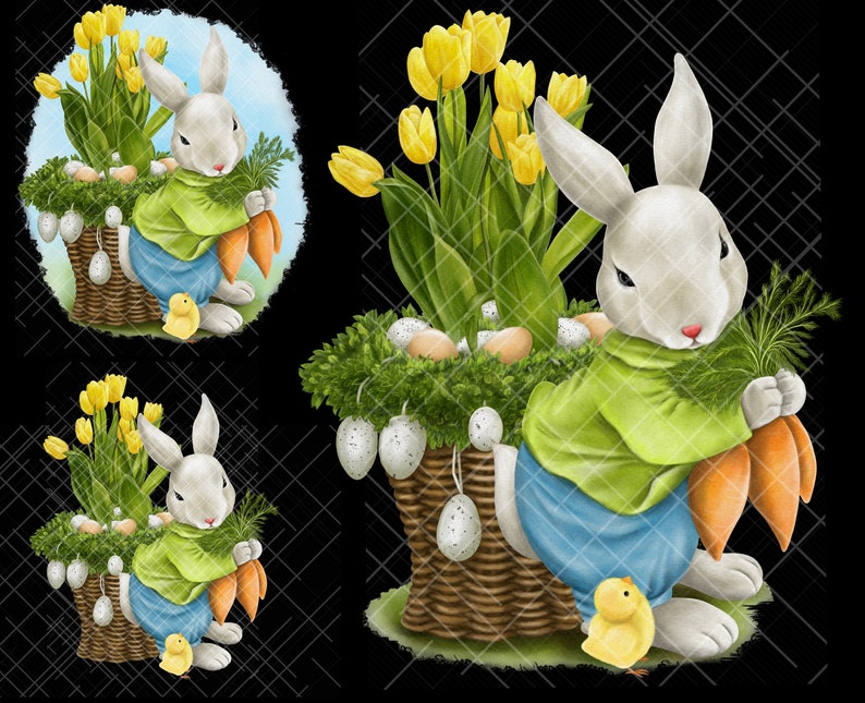 Easter Bunny Rabbit PNG Sublimation Clipart Spring Cute Decal ...