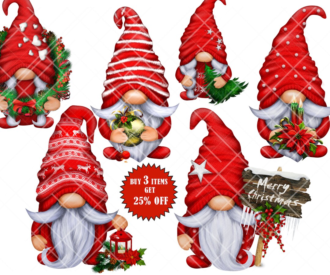 Christmas Gonk PNG Gnomes Digital Cute Gnome Red Watercolor - Etsy