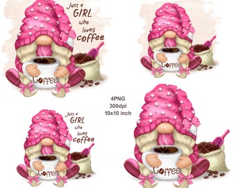 Coffee Gnome PNG Clipart Cute Gonk Coffee Decal Tumbler Sublimation Digital Download Coffee Image Waterslide Bundle Graphics Girl Cozzy