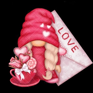Valentine Gnome PNG Gonk Clipart Love Cute Hand Drawn Graphics Digital ...