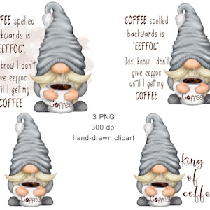 Coffee Gnome PNG Clipart Cute Gonk Coffee Decal Tumbler Sublimation Digital Download Coffee Image Waterslide Bundle Graphics Man Cozy