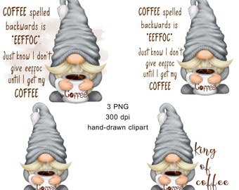 Coffee Gnome PNG Clipart Cute Gonk Coffee Decal Tumbler Sublimation Digital Download Coffee Image Waterslide Bundle Graphics Man Cozy