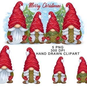 Christmas Gnomes Family PNG Clipart Snow Digital Cute Gonk Winter Waterslide Watercolor Stickers Set Sublimation Tumbler Graphics Designs