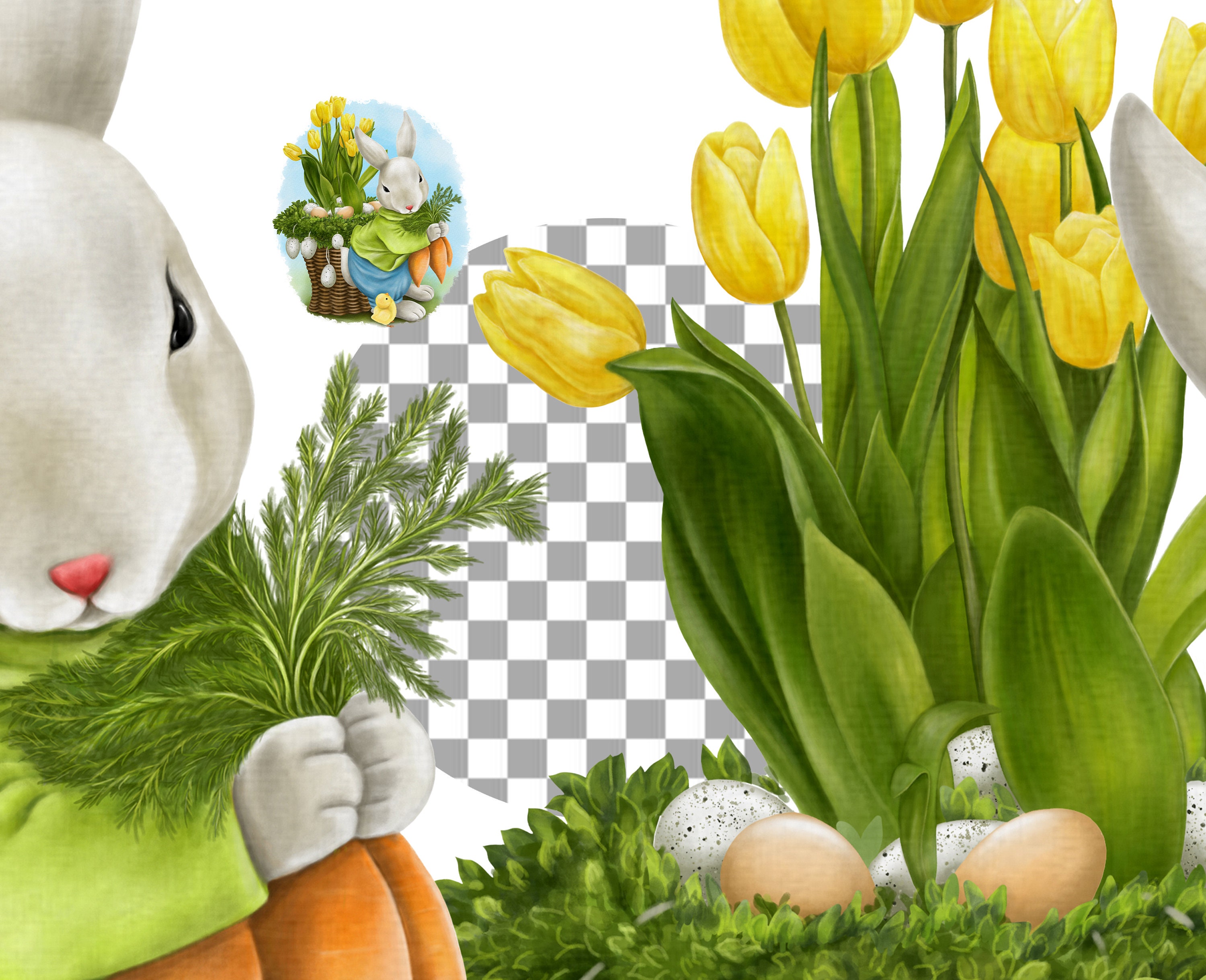 Easter Bunny Rabbit PNG Sublimation Clipart Spring Cute Decal ...