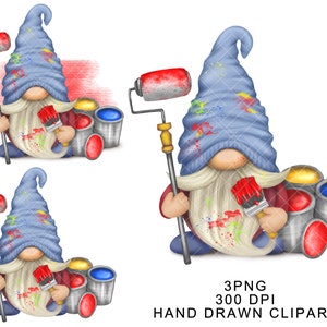 Painter Gnome PNG Clipart Gonk Painting services Tumbler Sublimation Renovation Image Construction Gift Handyman Brush Roller Waterslide