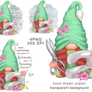 Sewing Gnome PNG Clipart cute Gonk Lovers sew Logo Tumbler Graphics Sublimation Business Hobby Image Woman With A Sewing Machine Waterslide