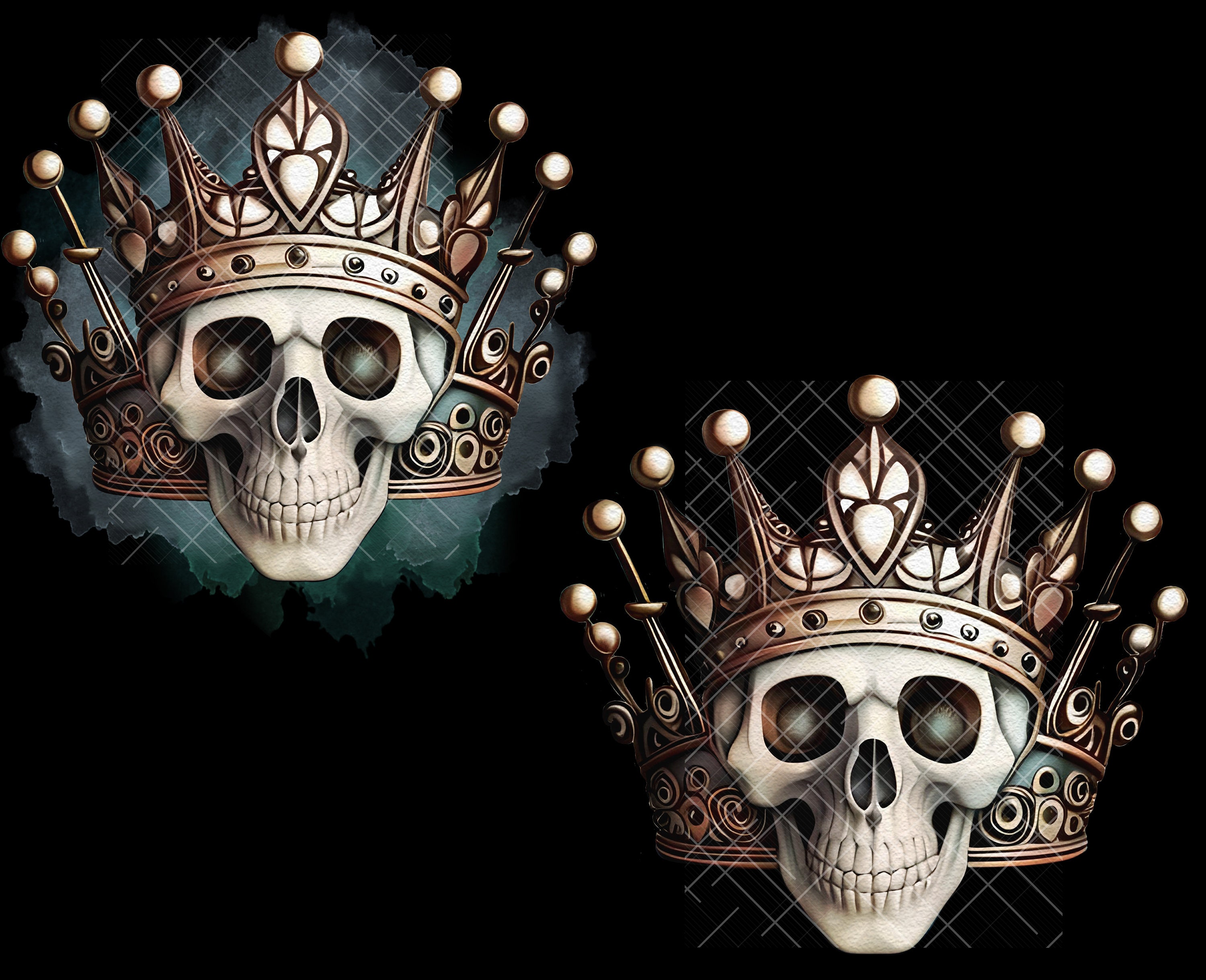 King Skull With Crown Gothic PNG Clipart Watercolor Sublimation ...