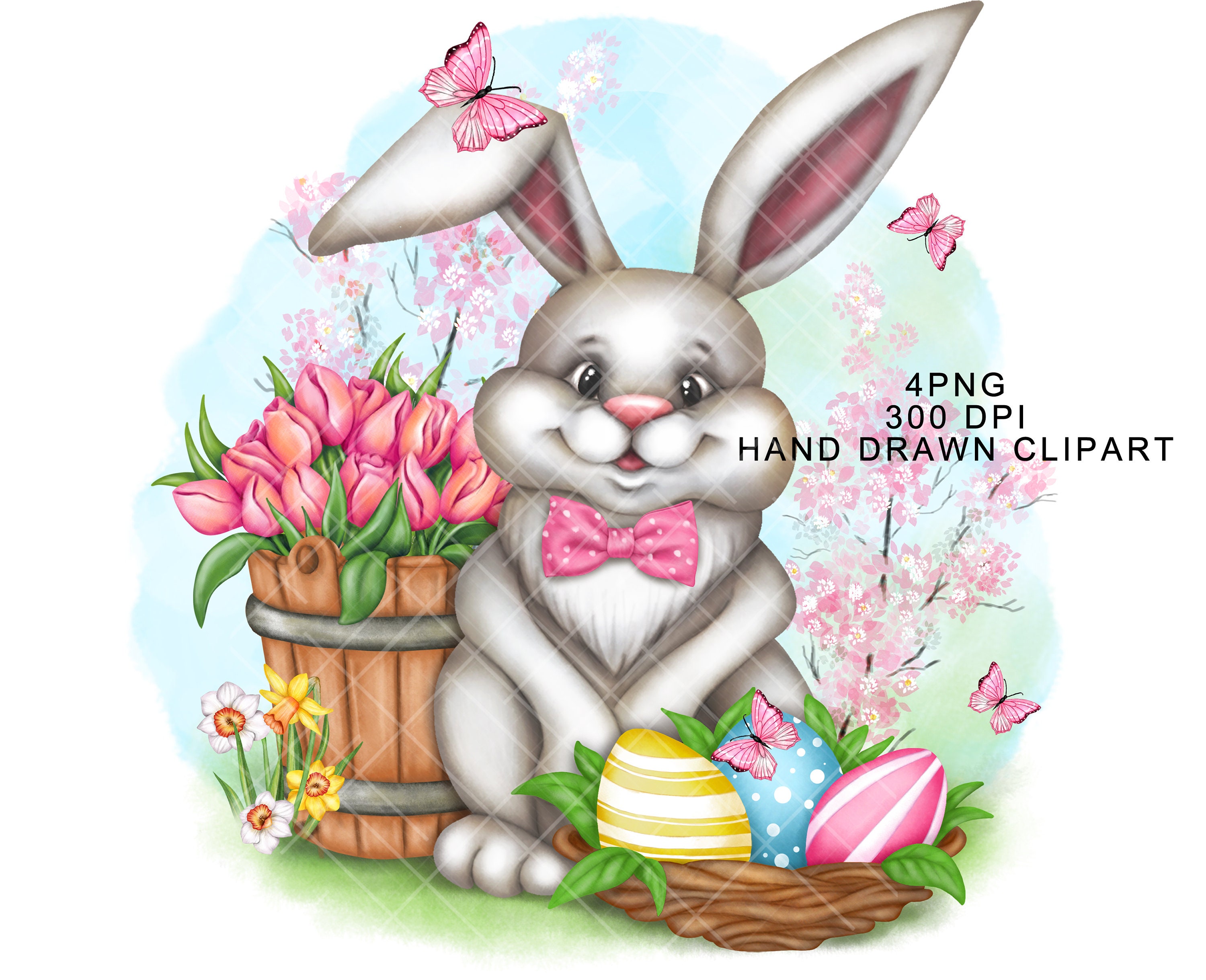 Bunny Rabbit PNG Clipart Easter Spring Sublimation Cute Decal Tumbler ...