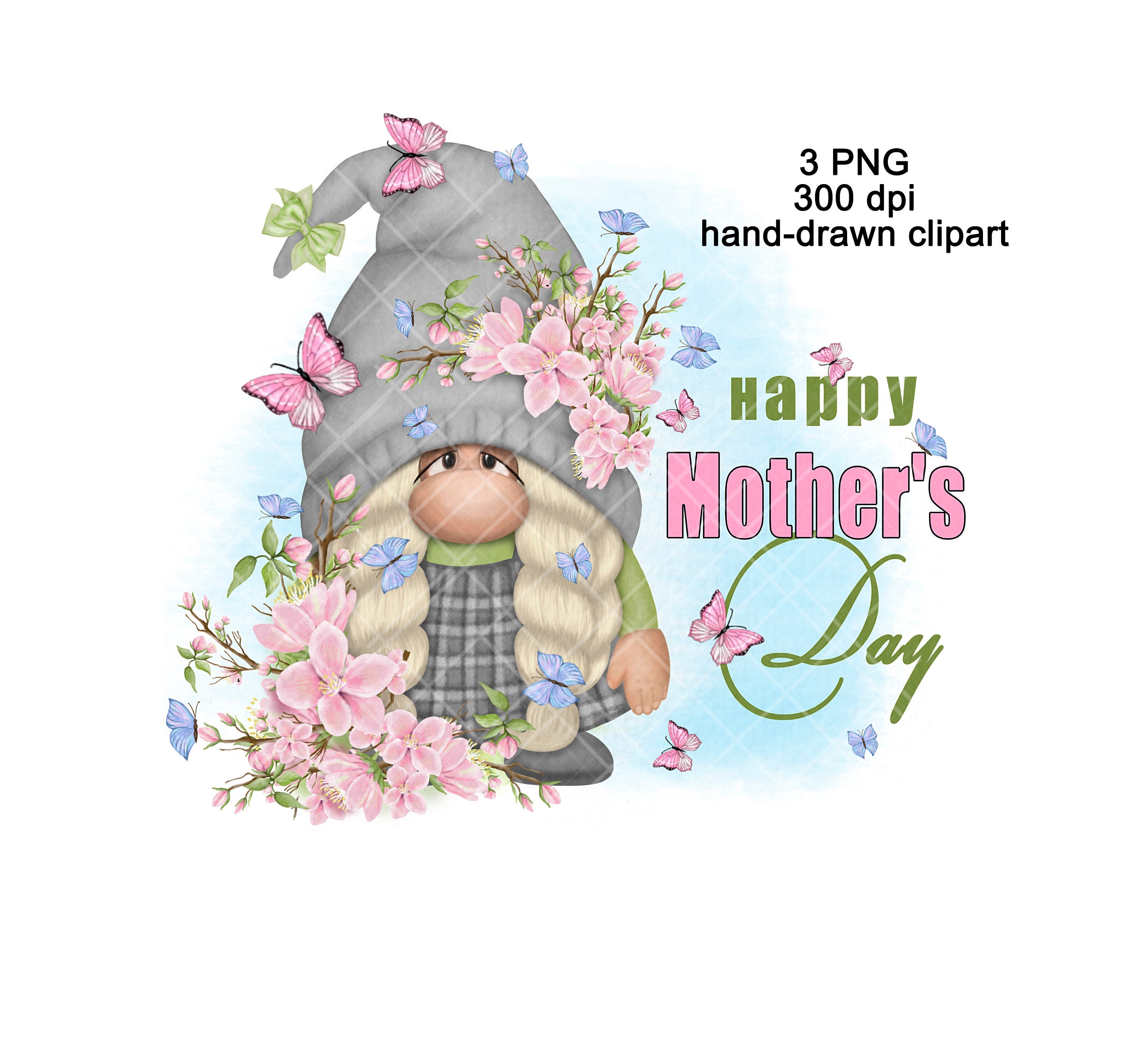 Mothers Day Gnome PNG Clipart Cute Gonk Pink Flowers Image - Etsy México