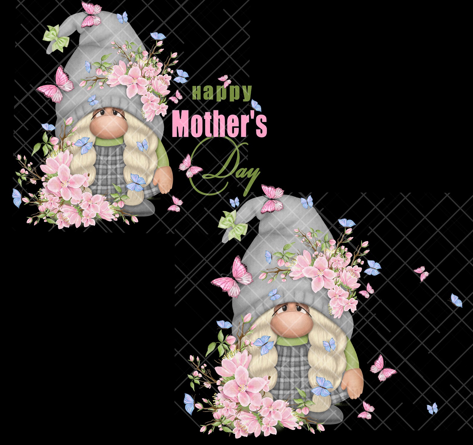Mothers Day Gnome PNG Clipart Cute Gonk Pink Flowers Image Decal Spring ...