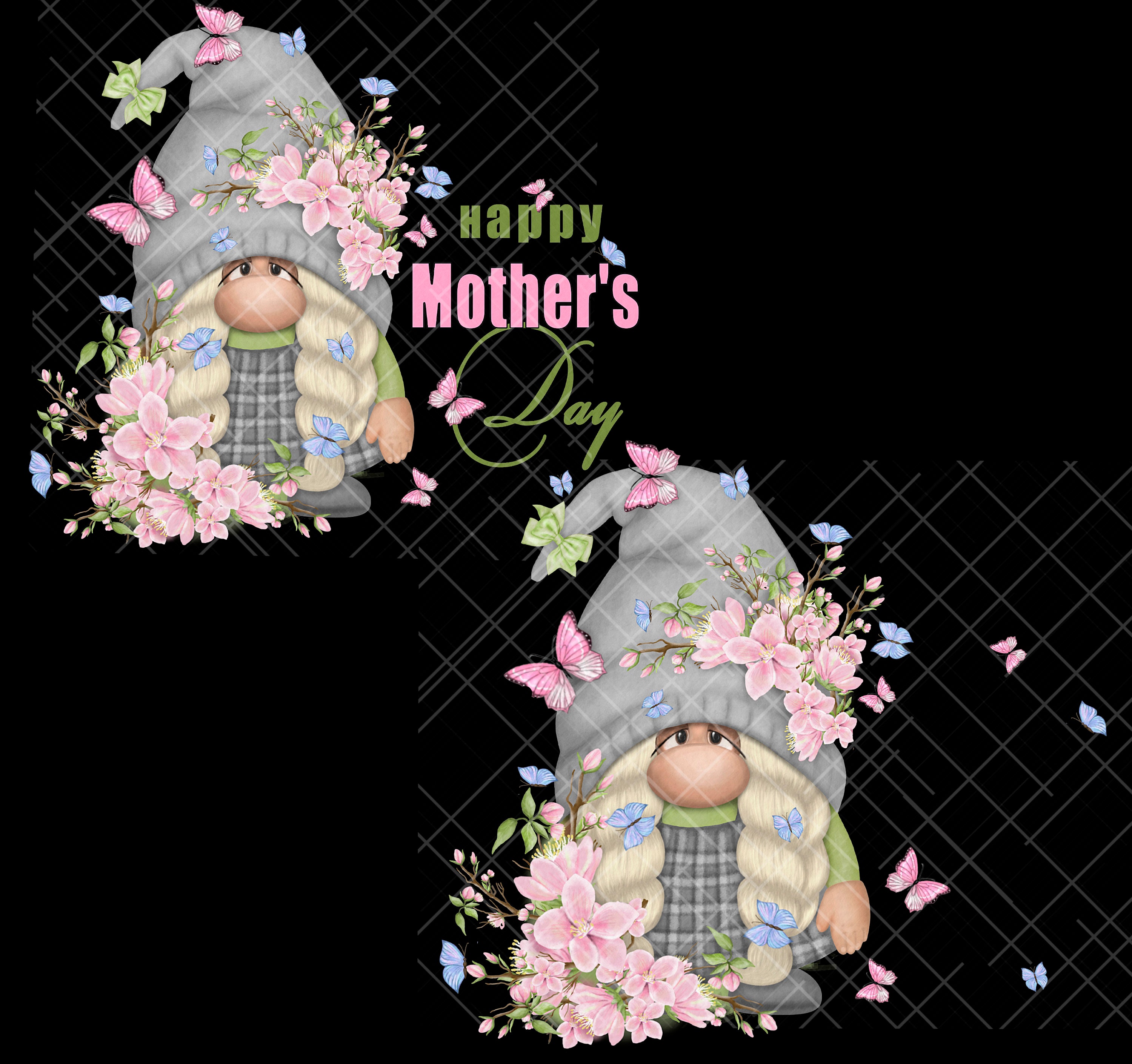 Mothers Day Gnome PNG Clipart Cute Gonk Pink Flowers Image Decal Spring ...