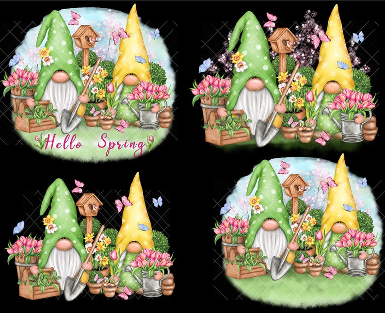 Spring Gnomes PNG Sublimation Garden Flag Clipart Cute Gonk Decal ...
