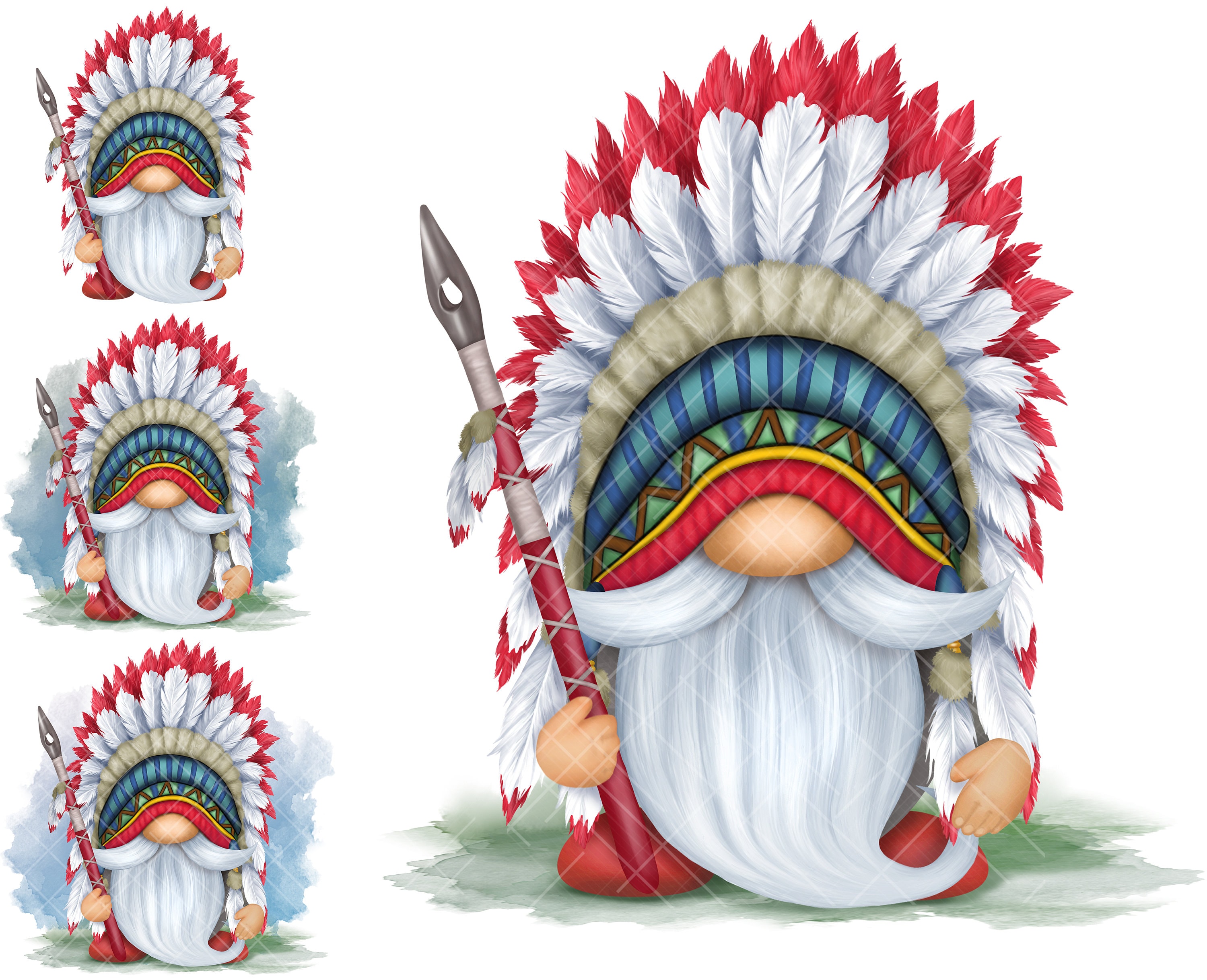 Native American Gnome PNG Indian Headdress Clipart Cute Gonk
