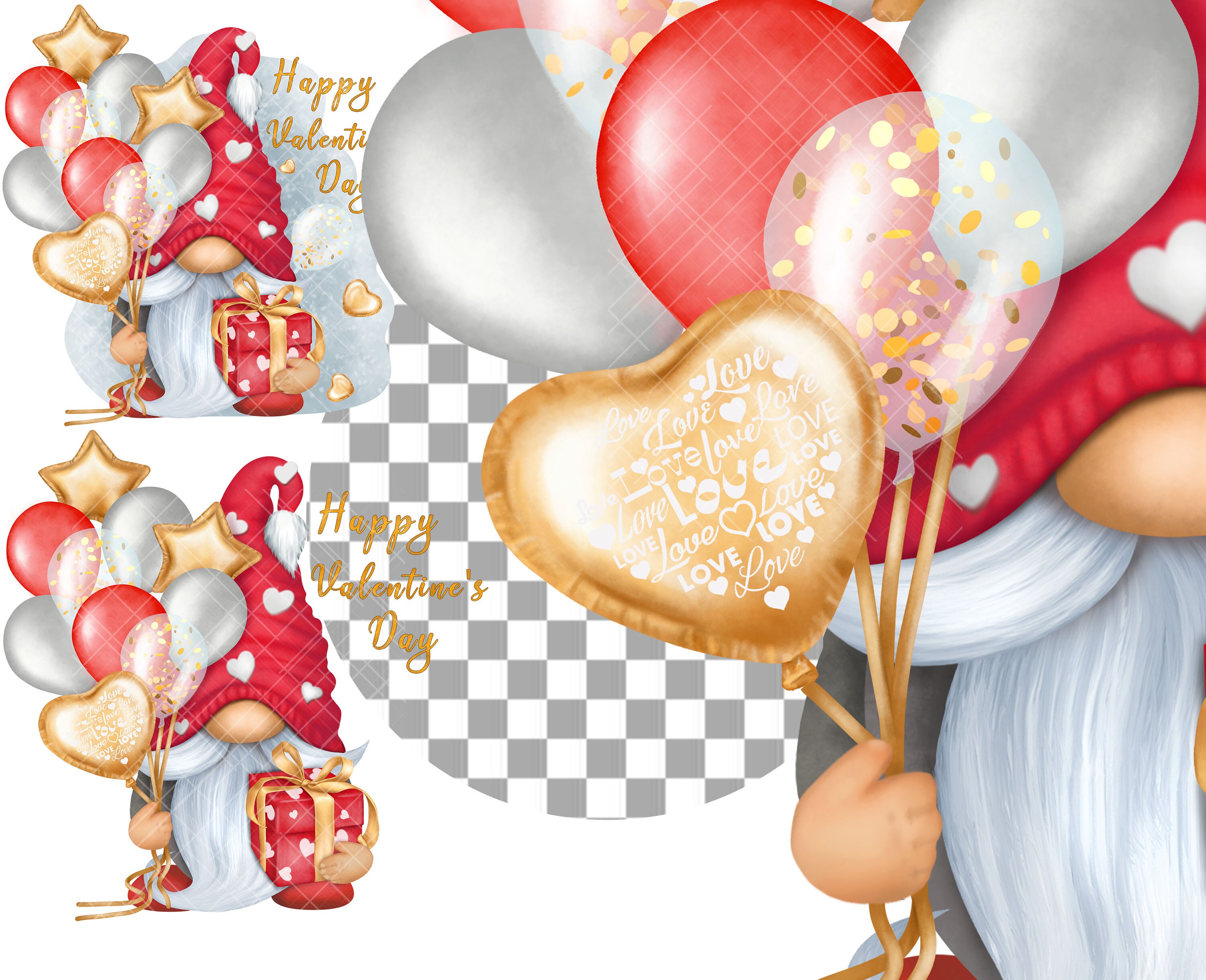 Valentines Day Gnome PNG Gonk Clipart Love Cute Hand Drawn Graphics ...