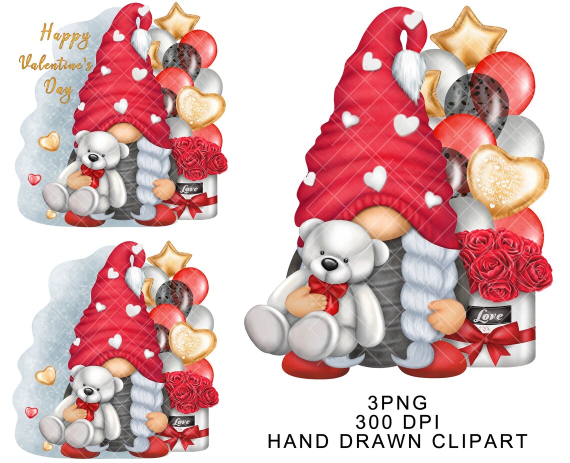 Valentine Gnome PNG Clipart Romantic Gonk Cute Love Sublimation Girl ...