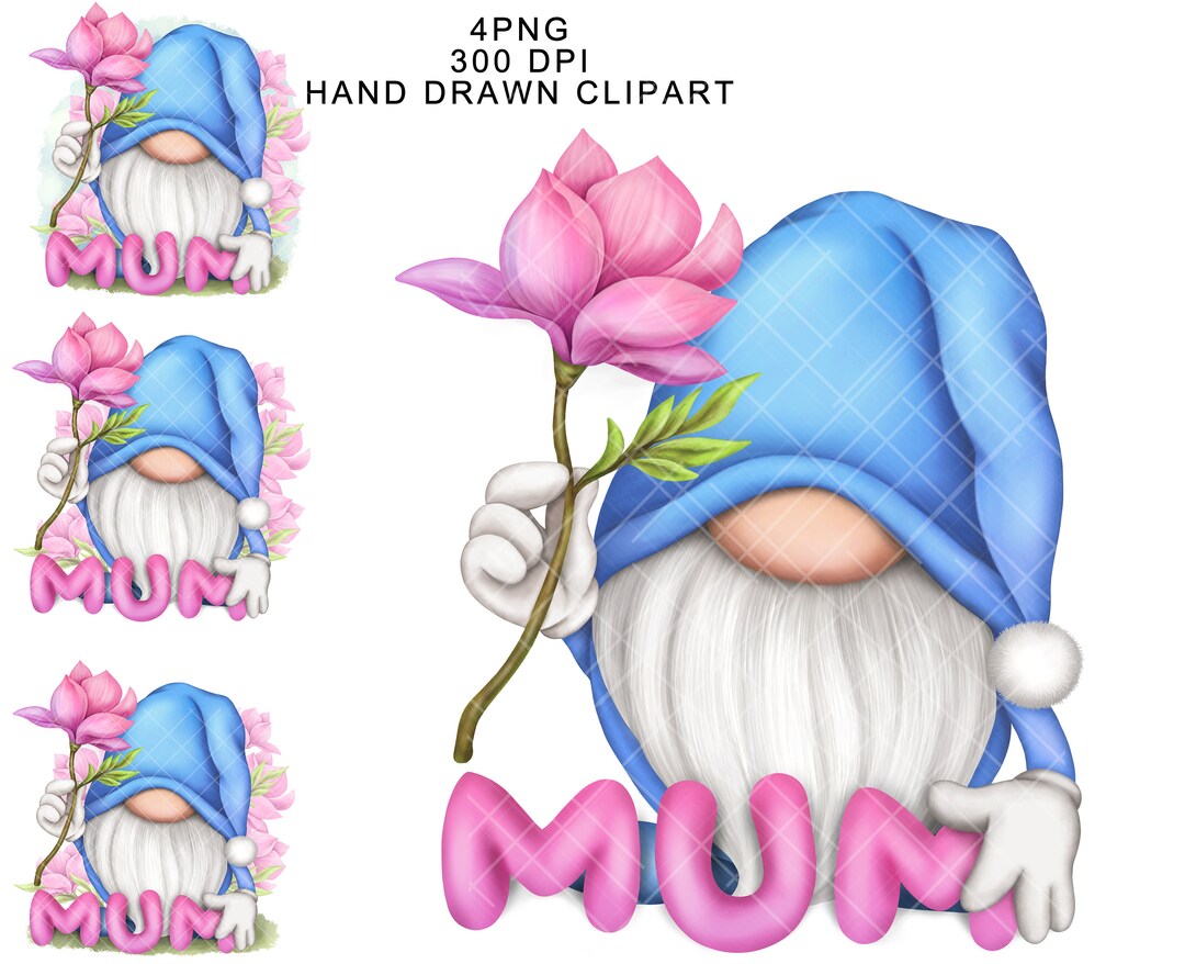 Mum Gnome PNG Clipart Cute Gonk Mothers Day Pink Flowers Image Decal ...