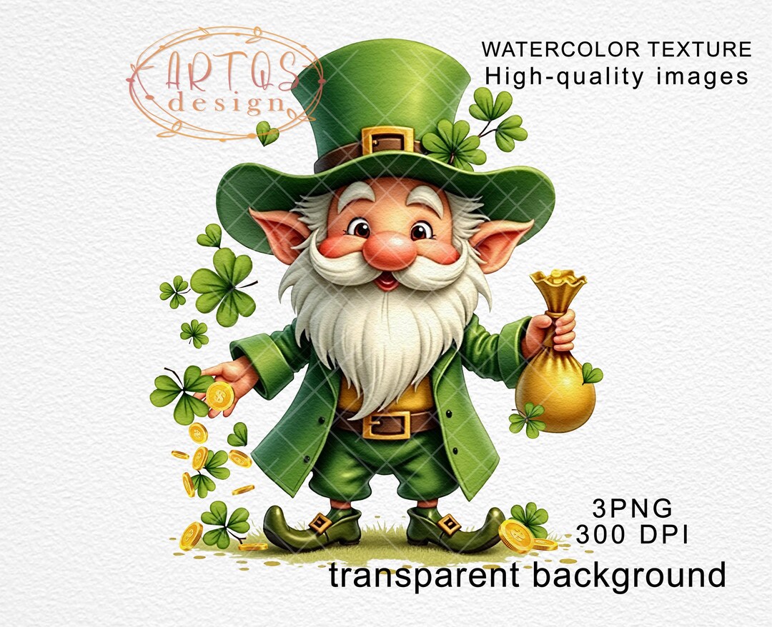Cute Leprechaun Gnome PNG Clipart St Patricks Day Shamrock Gold Coins ...