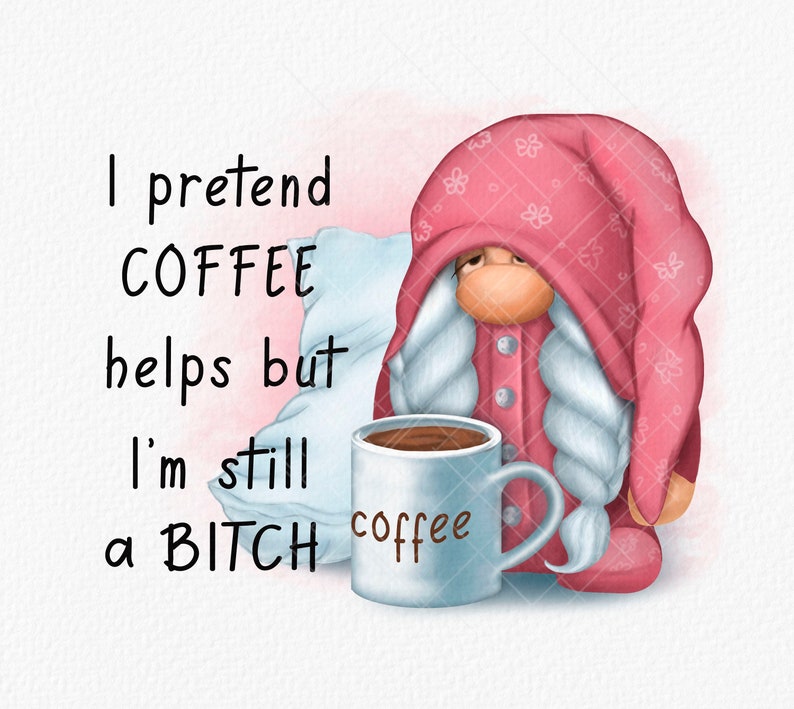 Coffee Gnome PNG Clipart Cute Gonk Coffee Decal Tumbler Sublimation Digital Download Coffee Image Waterslide Bundle Graphics Girl Mug image 2