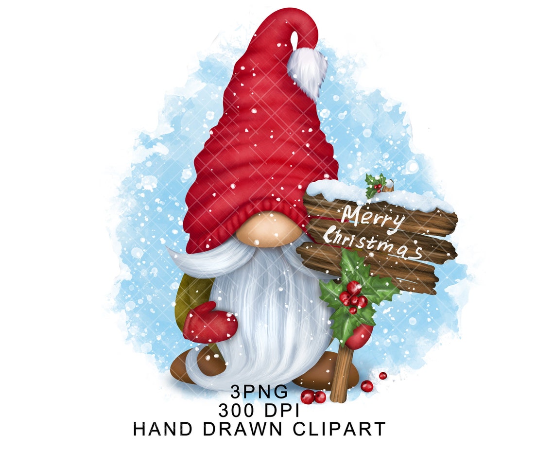 Christmas Gnome PNG Clipart Gonk Digital Hello Winter Snow - Etsy