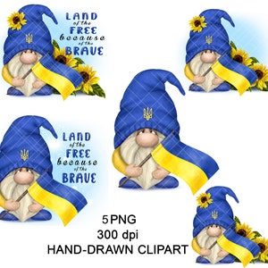 Ukraine Gnome PNG Clipart Sunflower Cute Gonk Ukrainian Stickers Patriotic Mug Decal Tumbler Digital Watercolor Graphics Waterslide SVG