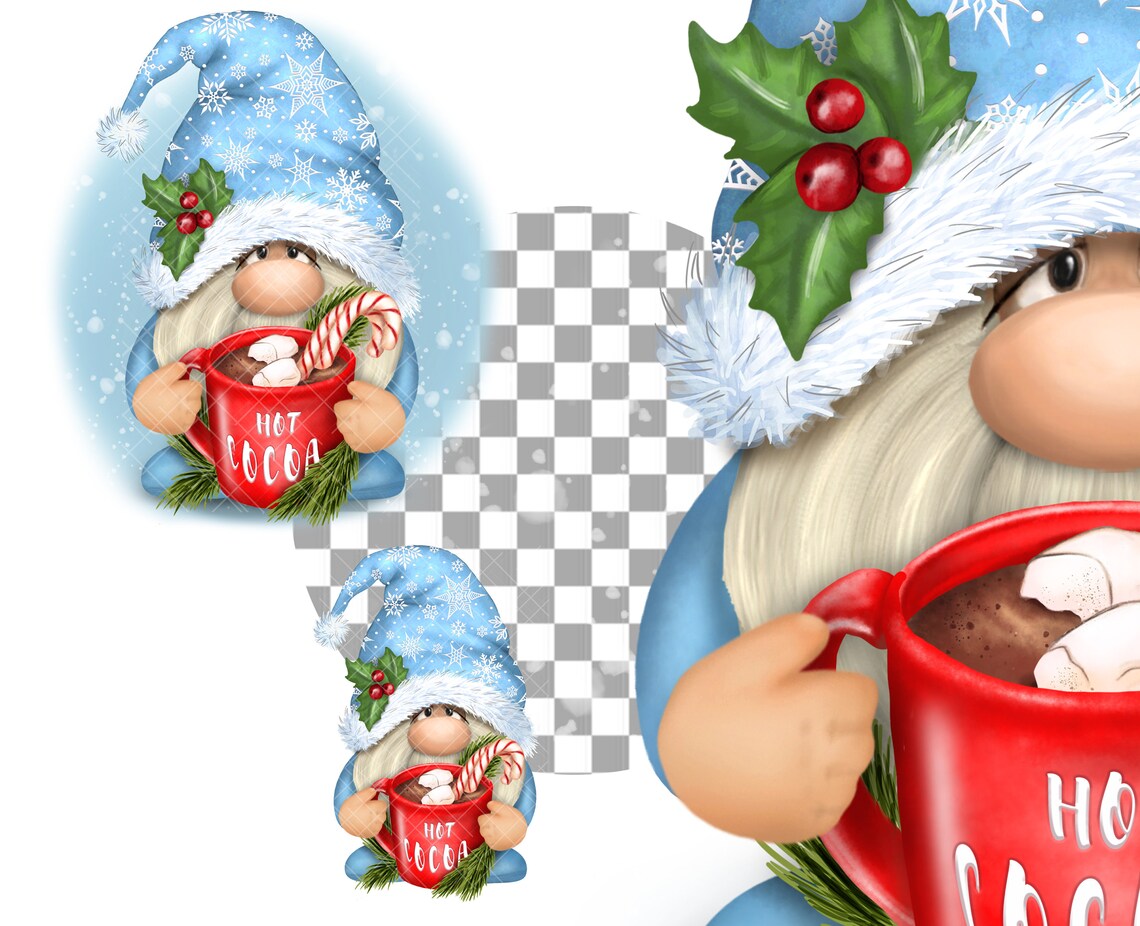 Hot Cocoa Gnome PNG Winter Clipart Digital Christmas Gonk - Etsy