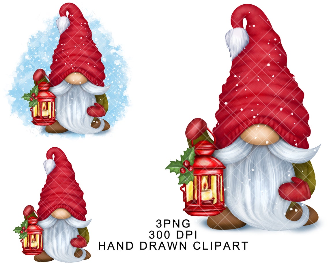 Christmas Gnome PNG Clipart Snow Digital Cute Gonk Hello - Etsy