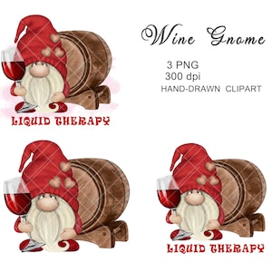 Wine Gnome PNG Clipart Cute Gonk Watercolor Wine Lover Tags Decal Tumbler Sublimation Digital Image Waterslide Bundle Graphics Drinks files