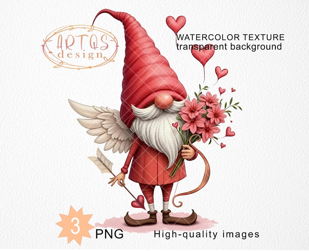 Angel Cupid Valentine Gnome PNG Clipart Romantic Cute Gonk Love ...