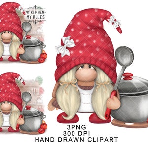 Kitchen Gnome PNG Clipart Cute Gonk My Kitchen my rules logo Apron Funny Bakery Chef Watercolor Tumbler Foodie Sublimate Waterslide Baking