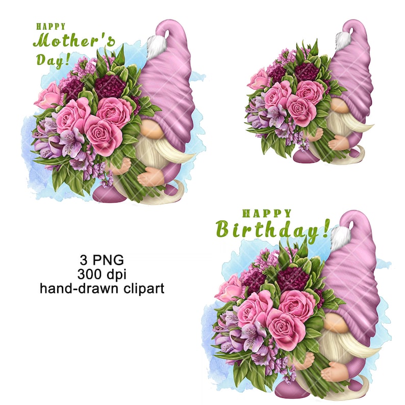 Gnome PNG Clipart Cute Gonk Happy Birthday Mothers Day Hello Spring ...
