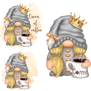 Cute Gnome PNG Clipart Coffee Gnome Gonk Coffee Decal Tumbler Sublimation Digital Download Coffee Image Waterslide Bundle Graphics Girl Cozy
