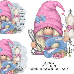 Sewing Gnome PNG Clipart cute Gonk Lovers sew Logo Tumbler Graphics Sublimation Business Hobby Image Sewing machine Mug Waterslide Just girl