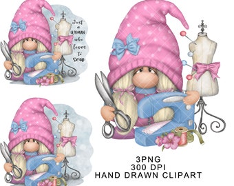 Sewing Gnome PNG Clipart cute Gonk Lovers sew Logo Tumbler Graphics Sublimation Business Hobby Image Sewing machine Mug Waterslide Just girl